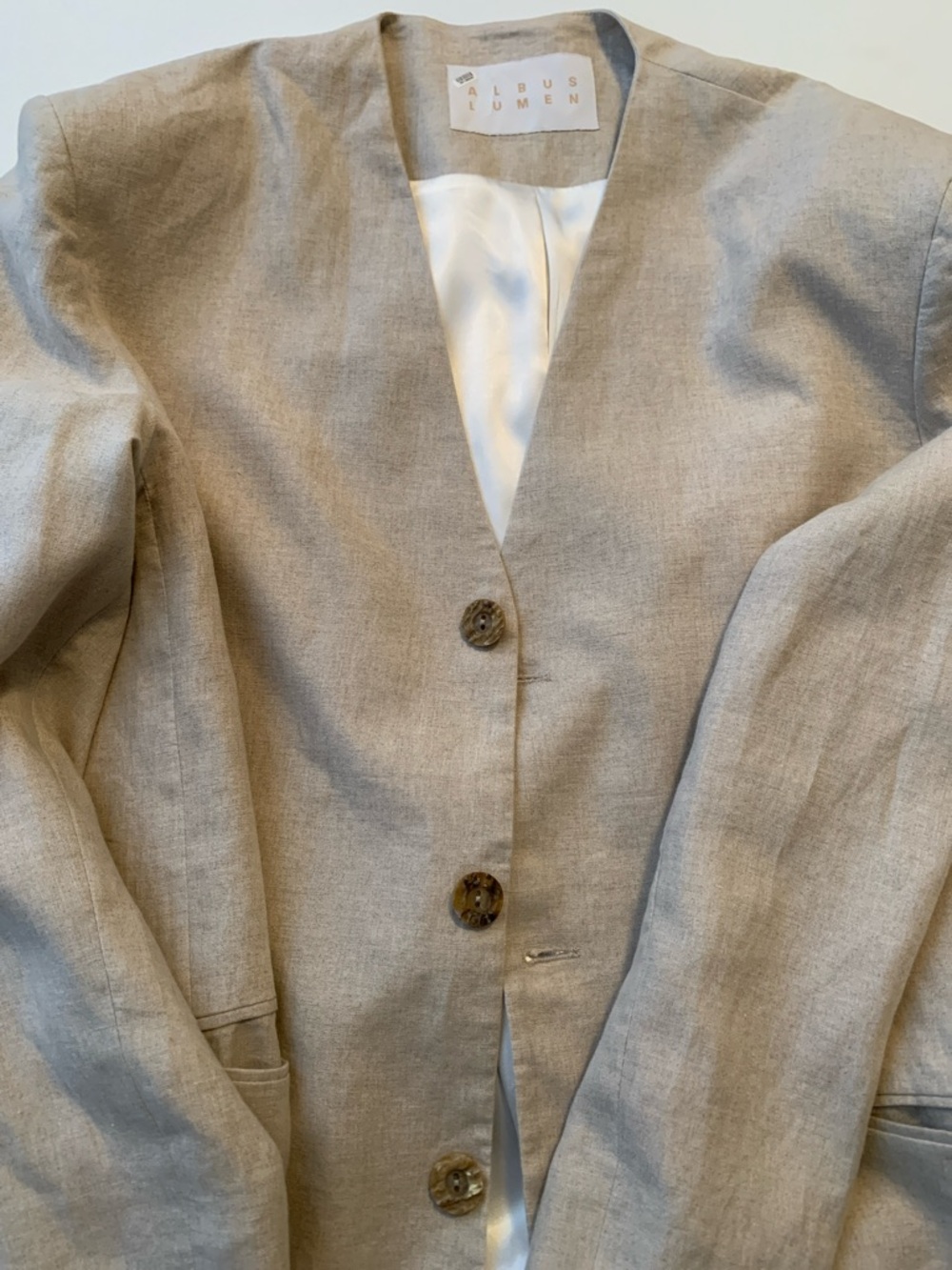 ALBUS LUMEN Agaso Oversized  Collarless Linen Blazer  3X US 16